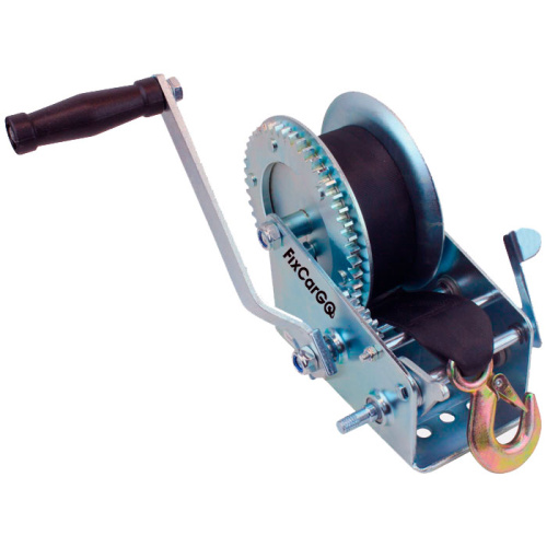 Лебёдка ручная барабанная, 1,3 т. с текстильной лентой 10 м. Лебёдка ручная барабанная, 1,3 т. с текстильной лентой 10 м.